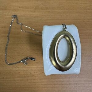 J. Jill Gold Oval Pendant Dainty Silver Chain Necklace Two Tone Minimalist 32”